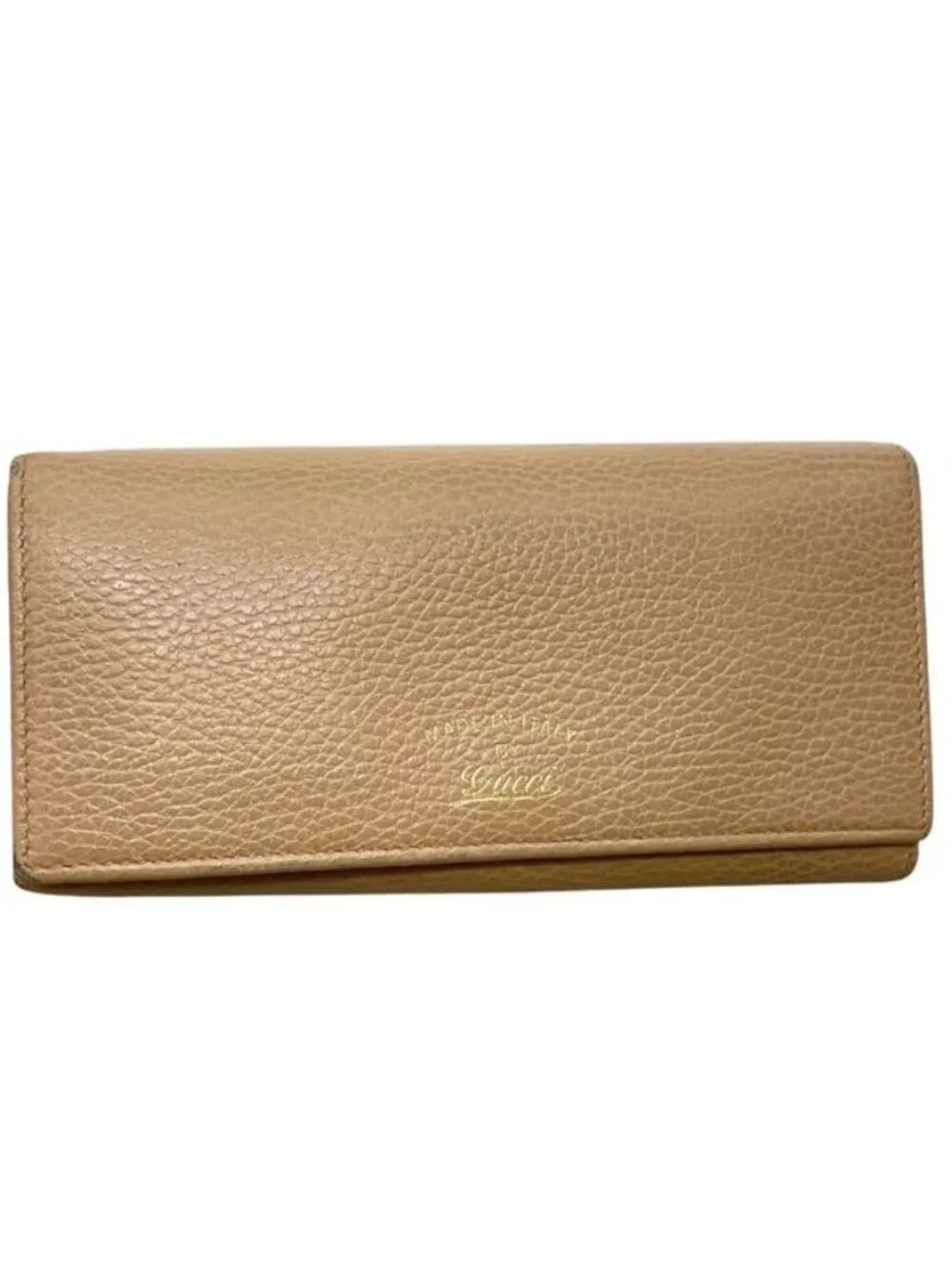 Gucci Bifold Wallet Beige Swing Leather Hook Long